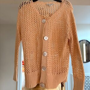 Banana Republic Open Knit Beige Cream Cardigan with Pearl Buttons--Small/Medium